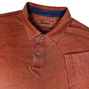 NWT Lucky Brand Venice Burnout Polo Shirt Men Small Orange Golf Grunge Retro Y2K